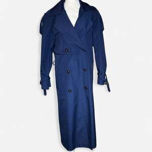 Vintage J. Gallery Navy Blue Double-Breasted Trench Coat, Size 9/10, Shoulder Pa